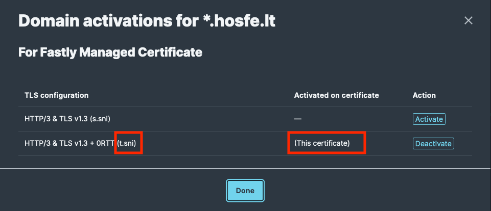 Which certificate type is active